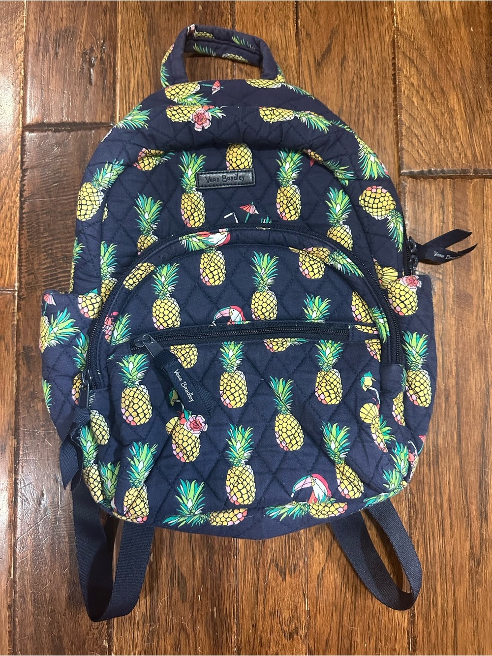 🏝️VERA BRADLEY Mini Backpack Purse Toucan Party Pineapples Small Bookbag Quilted
